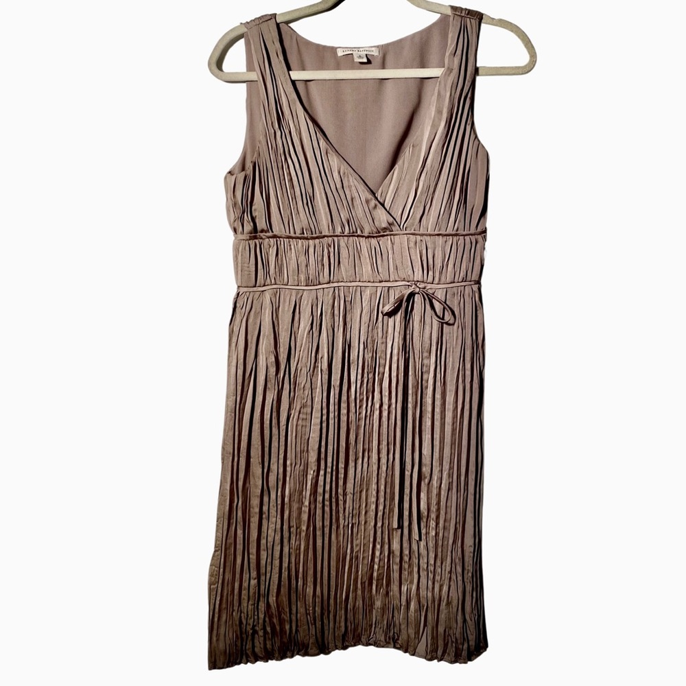 Banana Republic Athena Champagne Pleated Satin‎ Cocktail Dress 6